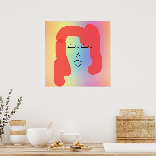 Retro vrouw met rood haar Poster (Keuken)