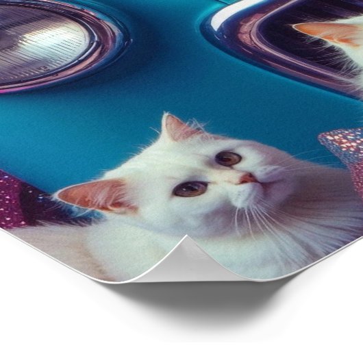 Retro  vrouw met witte katten poster (Hoek)