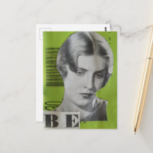 Retro Vrouw Mixed Media Collage Briefkaart
