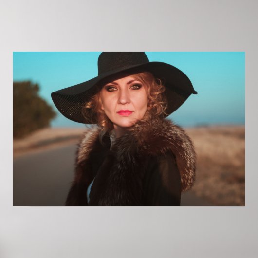 Retro vrouw op de weg poster (Voorkant)