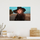 Retro vrouw op de weg poster (Keuken)