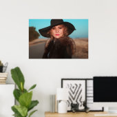 Retro vrouw op de weg poster (Thuiskantoor)