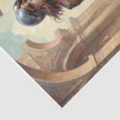 Retro vrouw op een motor in  stijl tissuepapier (Detail)