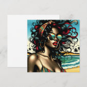 Retro vrouw op het strand Comic Style Pop Art (Voorkant / Achterkant)