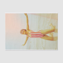 Retro Vrouw op het strand  Foto Decoupage Tissuepapier