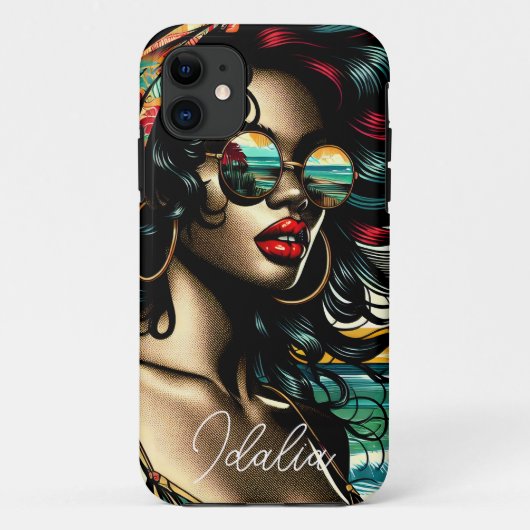 Retro Vrouw op Strand Comic Stijl Pop Art Case-Mate iPhone Case (Achterkant)