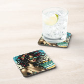 Retro Vrouw op Strand Comic Style Pop Art Bier Onderzetter (Rechterzijde)