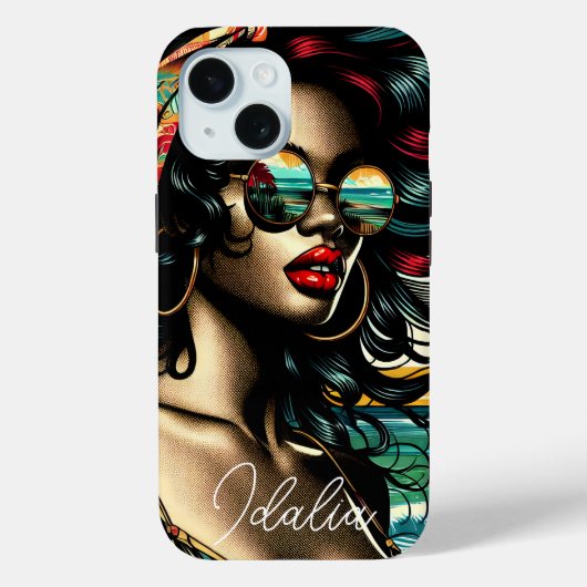 Retro Vrouw op Strand Comic Style Pop Art Case-Mate iPhone Case (Achterkant)