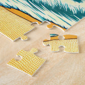 Retro Vrouw op Strand Comic Style Pop Art Legpuzzel (Zijkant)