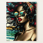 Retro Vrouw op Strand Comic Style Pop Art Planner (Achterkant)