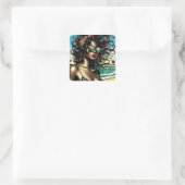 Retro Vrouw op Strand Comic Style Pop Art Vierkante Sticker (Tas)