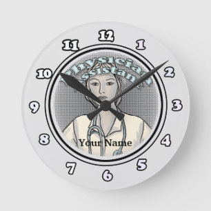 Retro Vrouw Physician Assistant klok