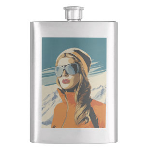 Retro vrouw portret in de sneeuw flacon