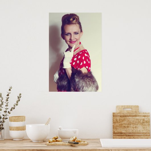  retro vrouw poster (Keuken)