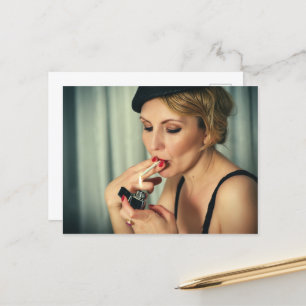 Retro vrouw roken briefkaart