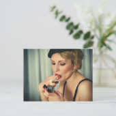 Retro vrouw roken briefkaart (Staand voorkant)