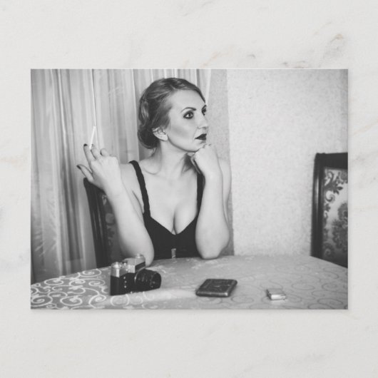 Retro vrouw roken briefkaart (Voorkant)