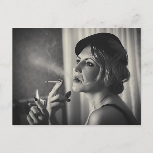 Retro vrouw roken briefkaart (Voorkant)
