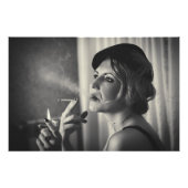 Retro vrouw roken foto afdruk (Voorkant)