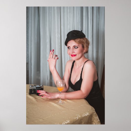 Retro vrouw roken poster (Voorkant)