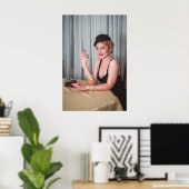 Retro vrouw roken poster (Thuiskantoor)