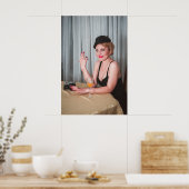 Retro vrouw roken poster (Keuken)
