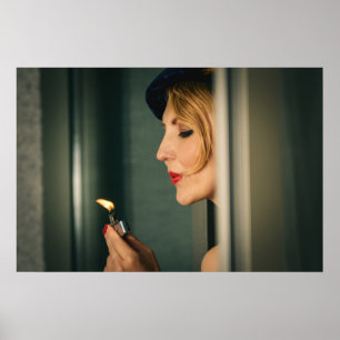 Retro vrouw roken poster
