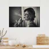 Retro vrouw roken poster (Keuken)