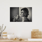 Retro vrouw roken poster (Keuken)