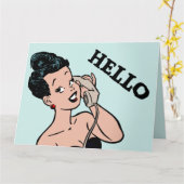 RETRO VROUW ROTARY PHONE BIRTHDAY CARDS KAART (Gele Bloem)
