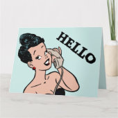 RETRO VROUW ROTARY PHONE BIRTHDAY CARDS KAART (Voorkant)