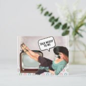 RETRO VROUW SPEELT NERDY NAAR MIJ BRIEFKAART (Staand voorkant)