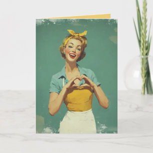 Retro Vrouw Stuurt Liefde Kaart