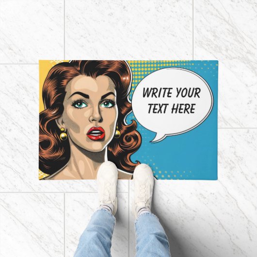 Retro vrouw tekst deurmat (Binnen)