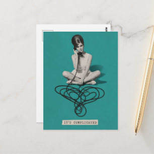 Retro vrouw telefoon hart gecompliceerde collage briefkaart