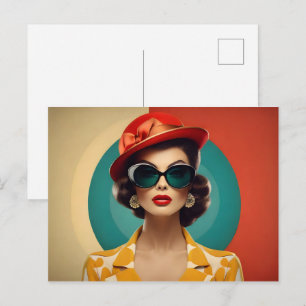 Retro vrouw uit het verleden briefkaart