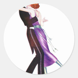  Retro Vrouw Vrouwen Deco Dansers Ronde Sticker