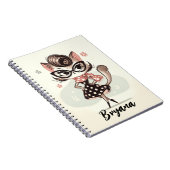 Retro  vrouwelijk katje met kattenbril notitieboek (Rechterzijde)