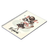 Retro  vrouwelijk katje met kattenbril notitieboek (Linkerzijde)