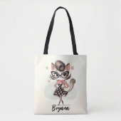 Retro  vrouwelijk katje met kattenbril tote bag (Voorkant)