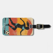 Retro Vrouwelijke Voetbalspeler Bagagelabel (Voorkant horizontaal)