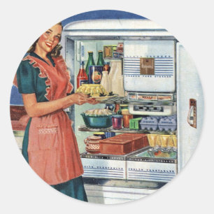  Retro Vrouwen 50s Keuken Volledige Koelkast Ronde Sticker