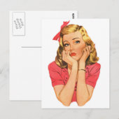 Retro Vrouwen Advertentie Meisje 'Wat' Briefkaart (Voorkant / Achterkant)