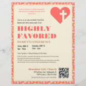 Retro Vrouwen Christelijk Ministry Roze Bloemen Flyer (Achterkant)