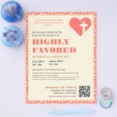 Retro Vrouwen Christelijk Ministry Roze Bloemen Flyer (Enkel)