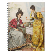 Retro  Vrouwen Drink Wijn Notitieboek (Voorkant)
