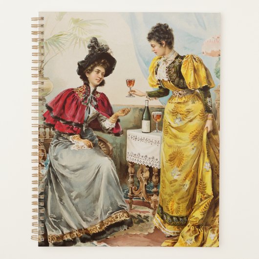 Retro  Vrouwen Drink Wine Planner (Voorkant)