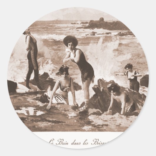  Retro Vrouwen Frans Victoriaans Vrouw Kust Ronde Sticker (Voorkant)