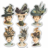 Retro Vrouwen Gezicht Scrapbook Sticker (Voorkant)