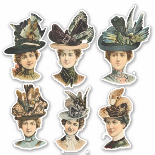 Retro Vrouwen Gezicht Scrapbook Sticker (Voorkant)